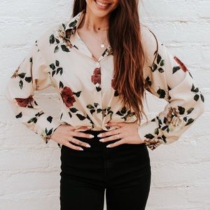 Floral Button Down Blouse (Large)